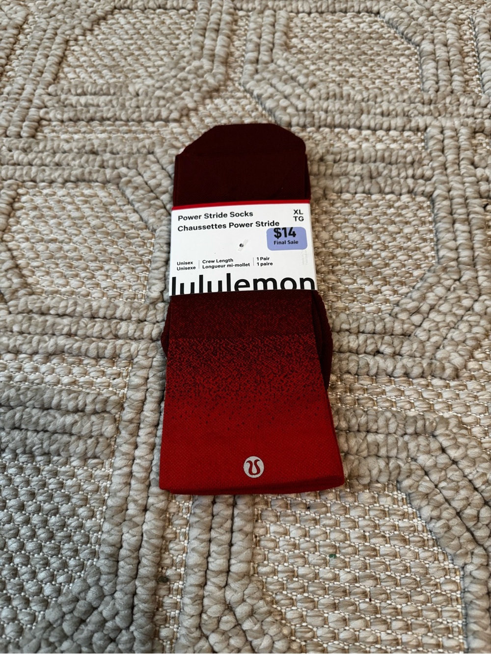 lululemon athletica Power Stride Crew Socks in Burgundy Red